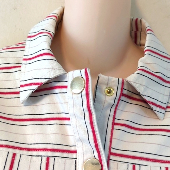 Chico's Striped Bi-Stretch Jacket - Picture 12 of 16